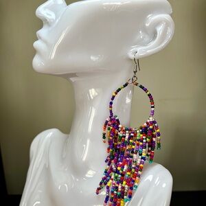 Colorful Beaded Hoop Earrings